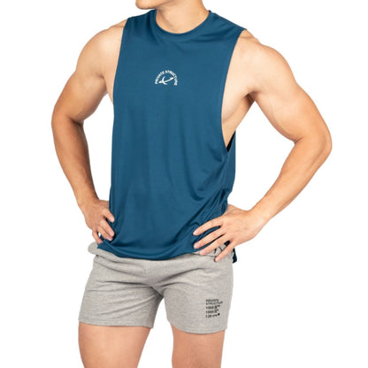 Private Structure เสื้อแขนกุด Fit Muscle Tee – Dark Blue [4710] / นายแบบอก 41" Size M