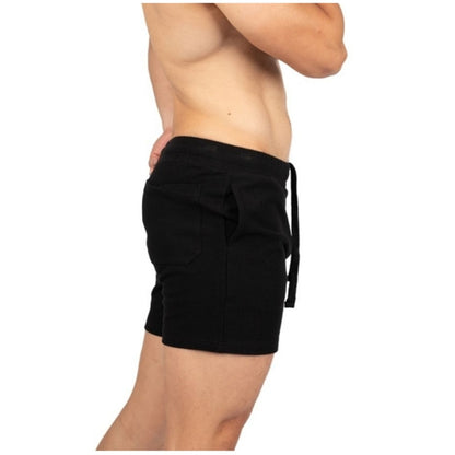 Private Structure กางเกงขาสั้นออกกำลังกาย Sweat Shorts – Black [4704] / นายแบบเอว 30" Size M