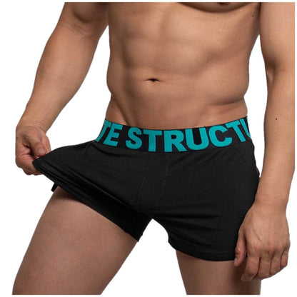 Private Structure กางเกงชั้นในชาย รุ่น Modality Lounge Shorts With Inner Bulge - Black/Turquoise [4183]