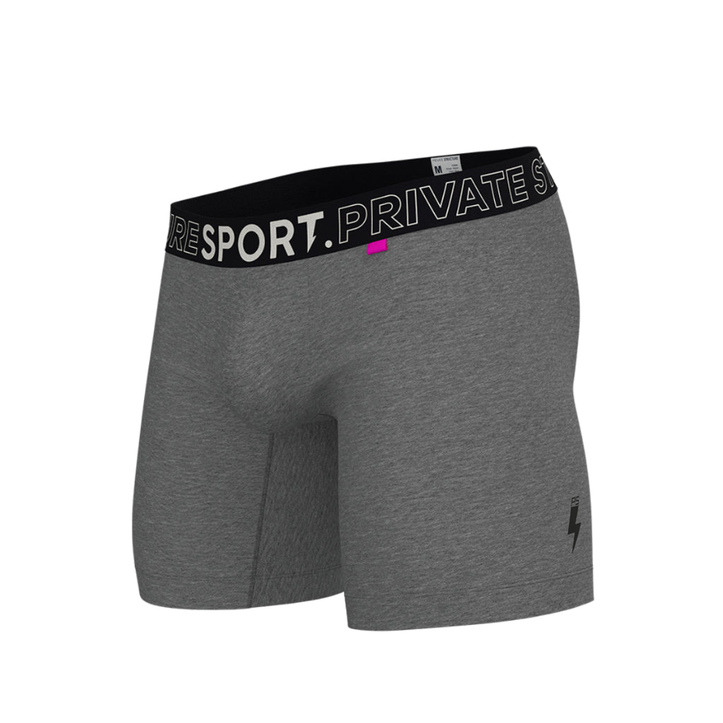 Private Structure กางเกงชั้นในชาย รุ่น PS Sport Anti-Bac Textile Mid Waist Boxer Brief - Dark Melange [4340]