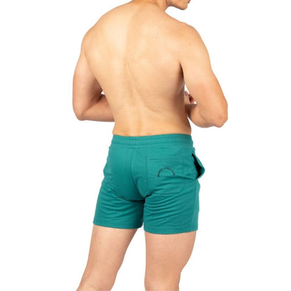 Private Structure กางเกงขาสั้นออกกำลังกาย Sweat Shorts – Green [4698] / นายแบบเอว 30" Size M