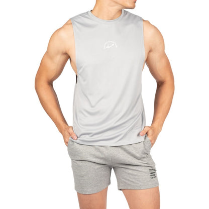 Private Structure เสื้อแขนกุด Fit Muscle Tee – Light Grey [4710] / นายแบบอก 41" Size M