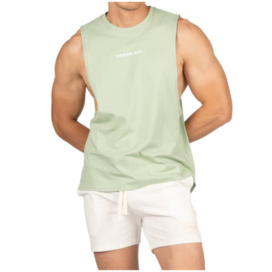 Private Structure เสื้อแขนกุด Fit Muscle Tee – Meadow Green [4716] / นายแบบอก 41" Size M