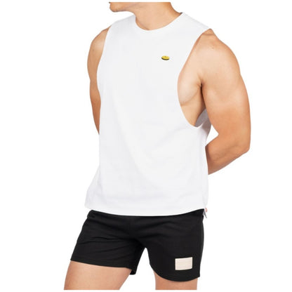 Private Structure เสื้อแขนกุด Crew Neck Easy Fit Muscle Tee – White [4719] / นายแบบอก 41" Size M