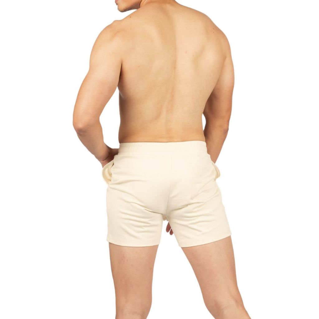 Private Structure กางเกงขาสั้นออกกำลังกาย Sweat Shorts – Mellow Yellow [4721B] / นายแบบเอว 30" Size M
