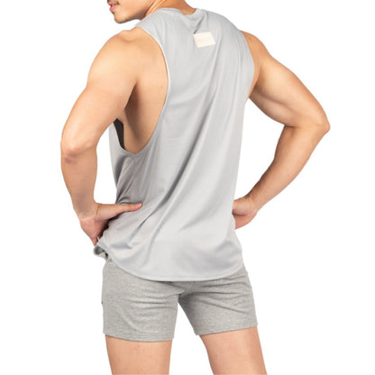 Private Structure เสื้อแขนกุด Fit Muscle Tee – Light Grey [4710] / นายแบบอก 41" Size M