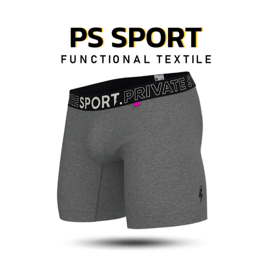 Private Structure กางเกงชั้นในชาย รุ่น PS Sport Anti-Bac Textile Mid Waist Boxer Brief - Dark Melange [4340]