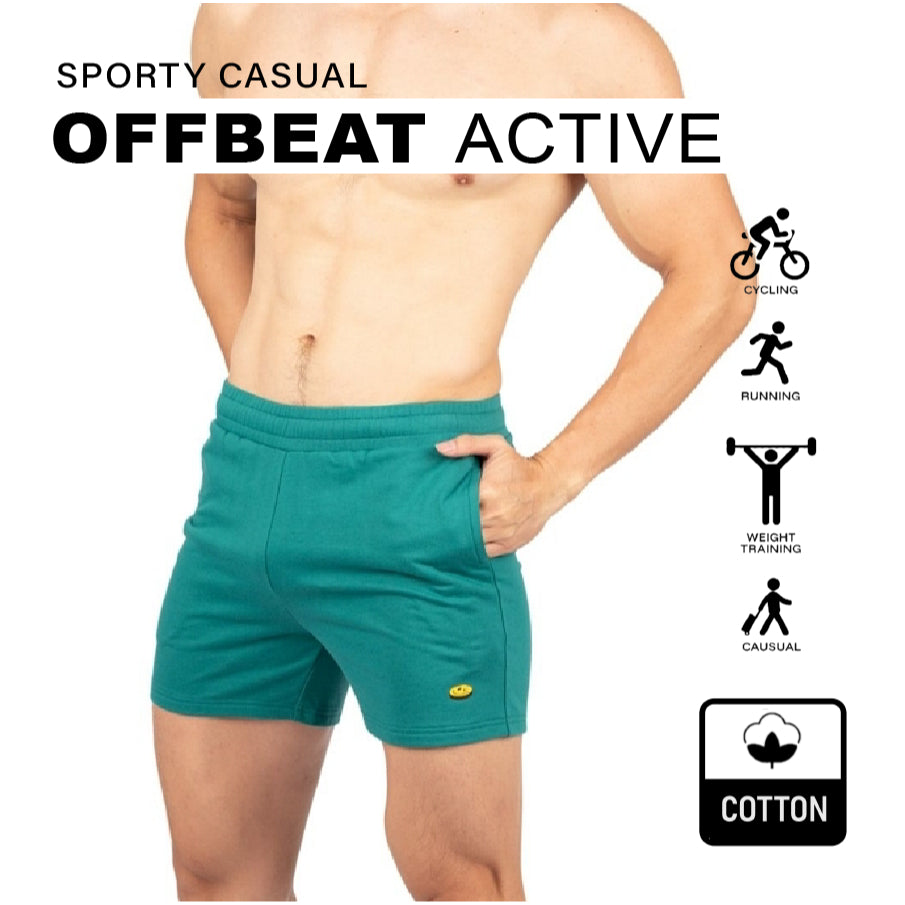 Private Structure กางเกงขาสั้นออกกำลังกาย Sweat Shorts – Green [4698] / นายแบบเอว 30" Size M