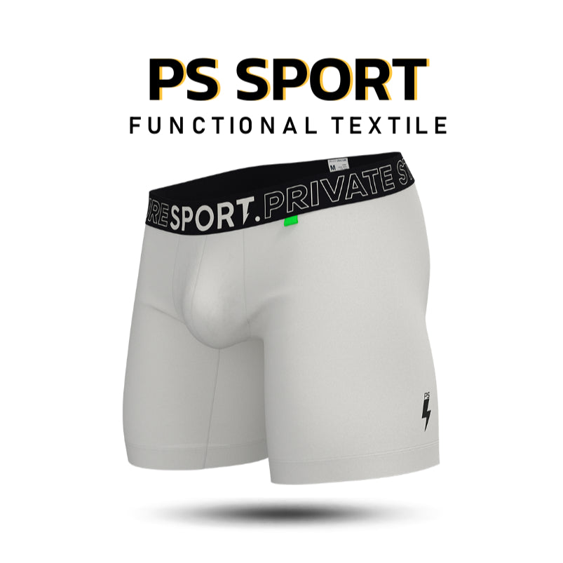 Private Structure กางเกงชั้นในชาย รุ่น PS Sport Anti-Bac Textile Mid Waist Boxer Brief - White [4340]