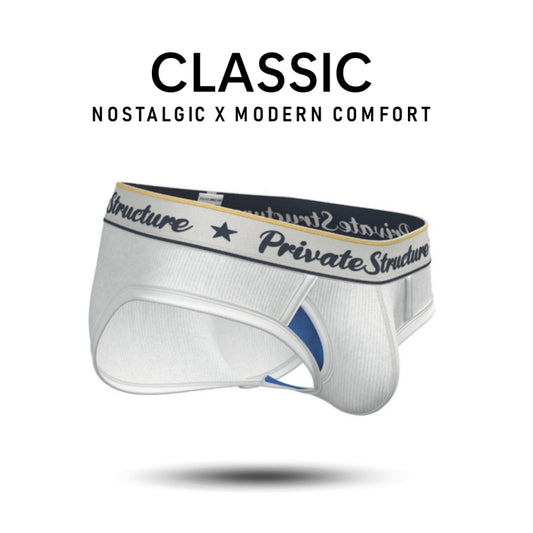 Private Structure กางเกงชั้นในชาย รุ่น Classic Mid Waist Brief - Dew White [4529]