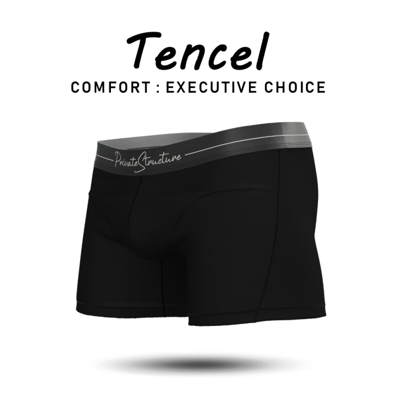Private Structure กางเกงชั้นในชาย รุ่น Tencel Mid Waist Boxer Brief - Velvet Black [4381]