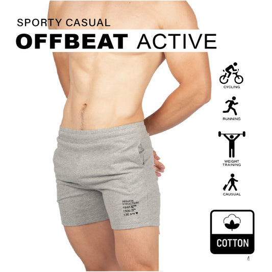 Private Structure กางเกงขาสั้นออกกำลังกาย  Sweat Shorts – Melange Grey [4697] / นายแบบเอว 30" Size M