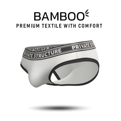 Private Structure กางเกงชั้นในชาย รุ่น Viscose From Bamboo Mid Waist Brief - White/BK [4378]