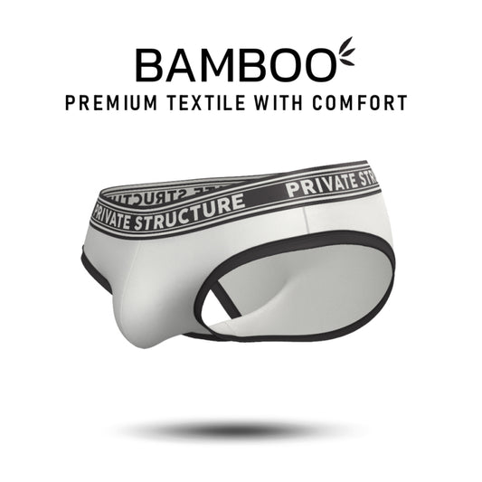 Private Structure กางเกงชั้นในชาย รุ่น Viscose From Bamboo Mid Waist Brief - White/BK [4378]