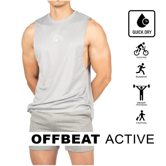 Private Structure เสื้อแขนกุด Fit Muscle Tee – Light Grey [4710] / นายแบบอก 41" Size M