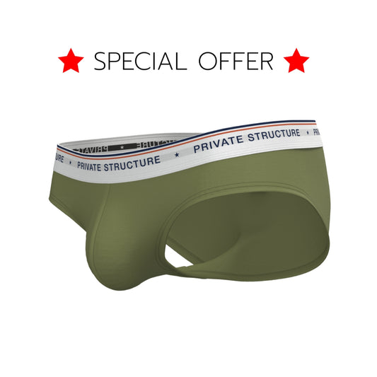 [SPECIAL OFFER] Private Structure กางเกงชั้นในชาย รุ่น  CHUMM! Mid Waist Brief - Tactical Green [4630]