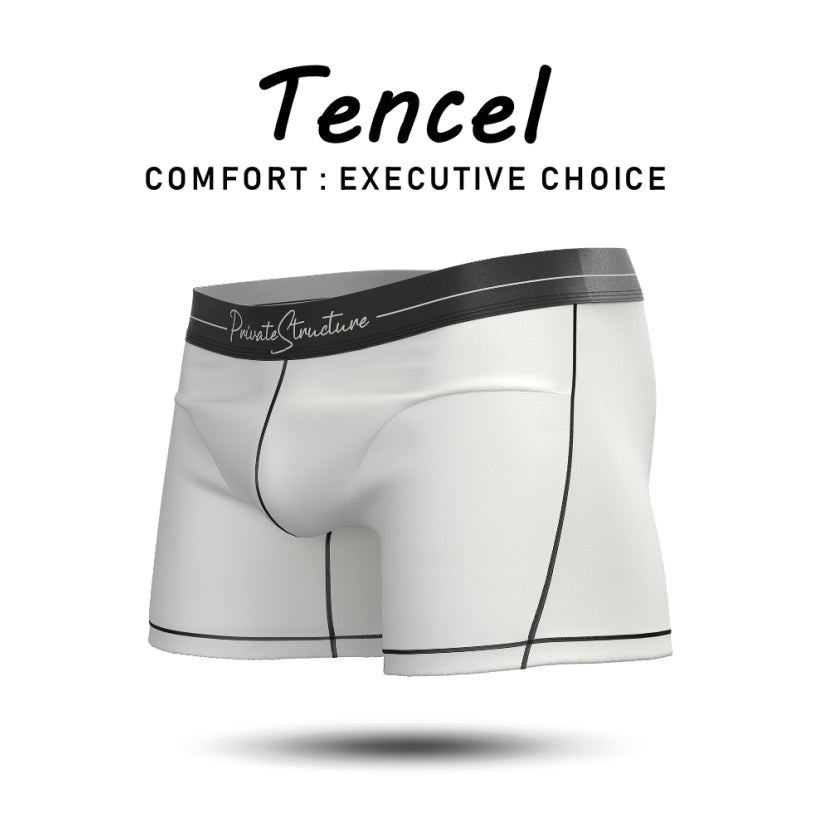 Private Structure กางเกงชั้นในชาย รุ่น Tencel Mid Waist Boxer Brief - Black Mix Cotton White [4381]