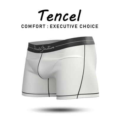 Private Structure กางเกงชั้นในชาย รุ่น Tencel Mid Waist Boxer Brief - Black Mix Cotton White [4381]