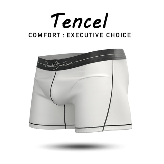 Private Structure กางเกงชั้นในชาย รุ่น Tencel Mid Waist Boxer Brief - Black Mix Cotton White [4381]