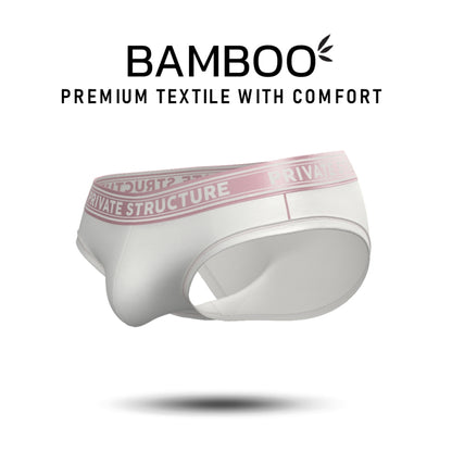 Private Structure กางเกงชั้นในชาย รุ่น Viscose From Bamboo Mid Waist Brief - White/Bls [4378]