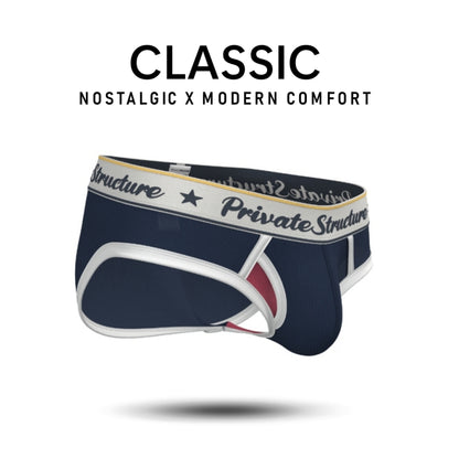 Private Structure กางเกงชั้นในชาย รุ่น Classic Mid Waist Brief - Vintage Navy [4529]
