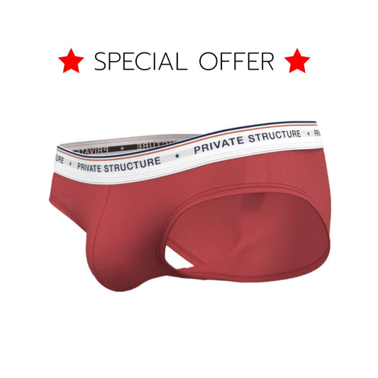 [SPECIAL OFFER] Private Structure กางเกงชั้นในชาย รุ่น  CHUMM! Mid Waist Brief - Noir Red [4630]