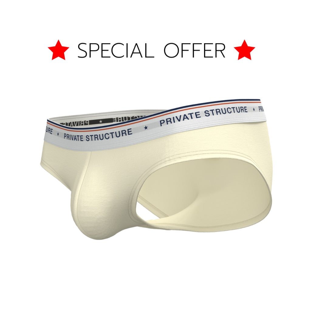 [SPECIAL OFFER] Private Structure กางเกงชั้นในชาย รุ่น  CHUMM! Mid Waist Brief - White Sand [4630]