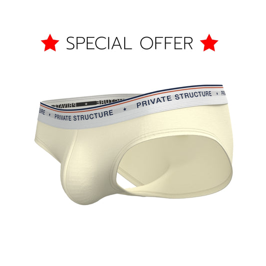 [SPECIAL OFFER] Private Structure กางเกงชั้นในชาย รุ่น  CHUMM! Mid Waist Brief - White Sand [4630]