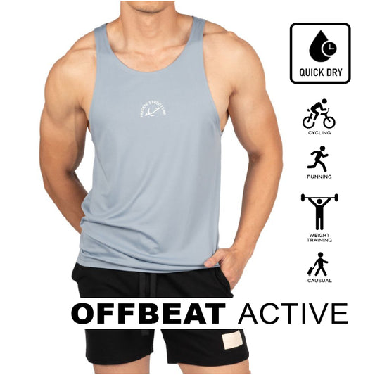 Private Structure เสื้อกล้ามออกกำลังกาย Easy Fit Jersey Tank – Silver Blue [4709] / นายแบบอก 41" Size M