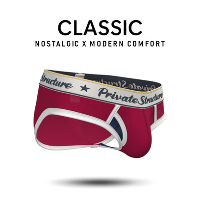 Private Structure กางเกงชั้นในชาย รุ่น Classic Mid Waist Brief - Mod Red [4529]