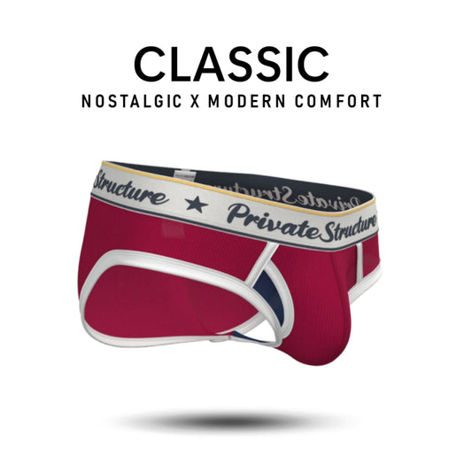 Private Structure กางเกงชั้นในชาย รุ่น Classic Mid Waist Brief - Mod Red [4529]
