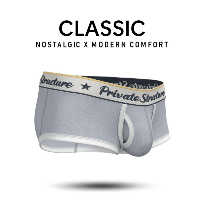 Private Structure กางเกงชั้นในชาย รุ่น Classic Mid Waist Trunk - Silvery Grey [4530]