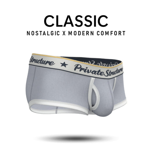 Private Structure กางเกงชั้นในชาย รุ่น Classic Mid Waist Trunk - Silvery Grey [4530]