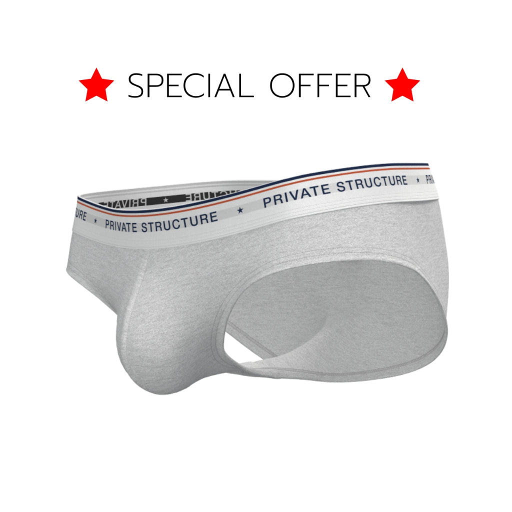 [SPECIAL OFFER] Private Structure กางเกงชั้นในชาย รุ่น  CHUMM! Mid Waist Brief - Hypnoetic Grey [4630]