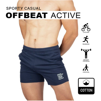 Private Structure กางเกงขาสั้นออกกำลังกายSweat Shorts – Navy Blue [4697] / นายแบบเอว 30" Size M
