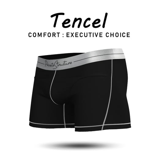 Private Structure กางเกงชั้นในชาย รุ่น Tencel Mid Waist Boxer Brief - White Mix Velvet Black [4381]