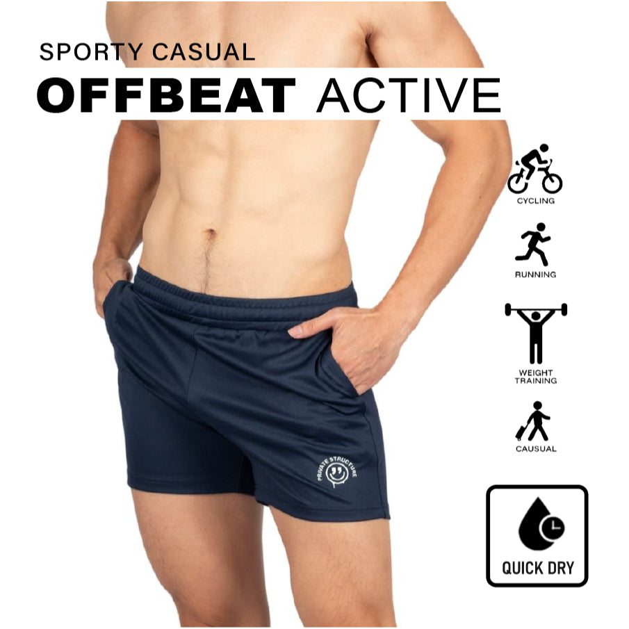 Private Structure กางเกงขาสั้นออกกำลังกาย Active Shorts – Navy Blue [4701] / นายแบบเอว 30" Size M