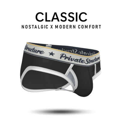 Private Structure กางเกงชั้นในชาย รุ่น Classic Mid Waist Brief - Cosmo Black [4529]