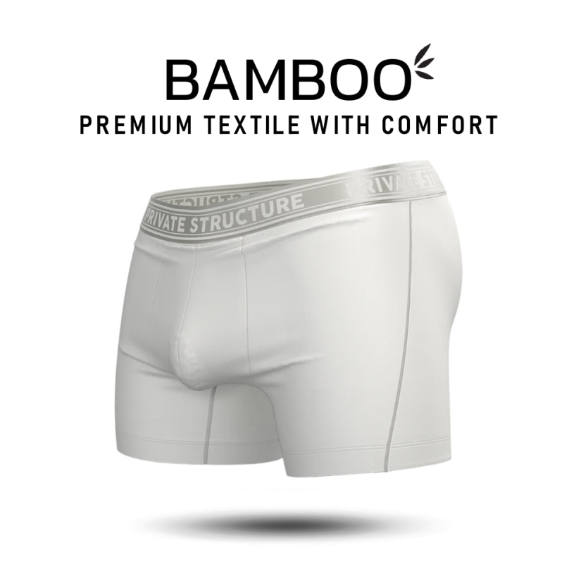 Private Structure กางเกงชั้นในชาย รุ่น Viscose From Bamboo Mid Waist Boxer Brief - Bright White [4380]