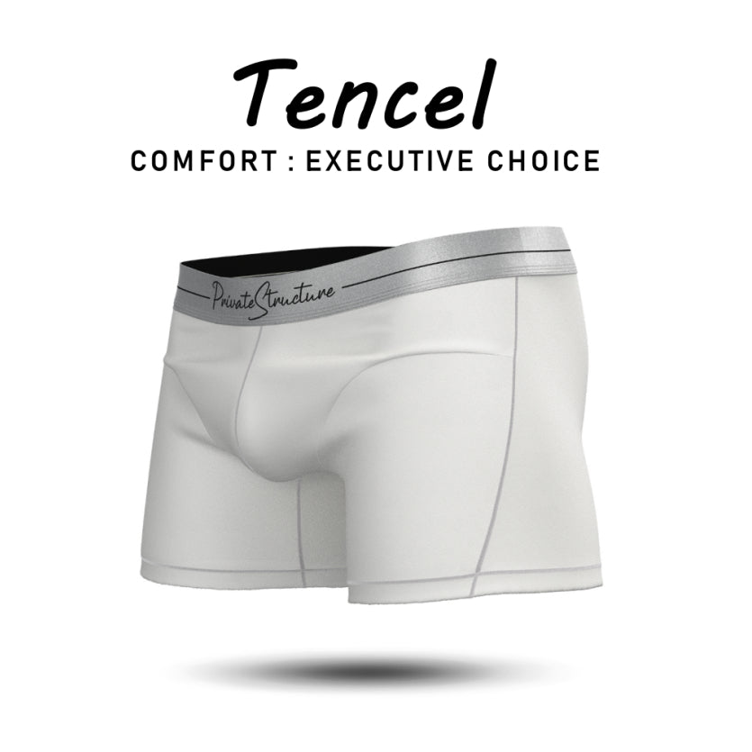 Private Structure กางเกงชั้นในชาย รุ่น Tencel Mid Waist Boxer Brief - Cotton White [4381]