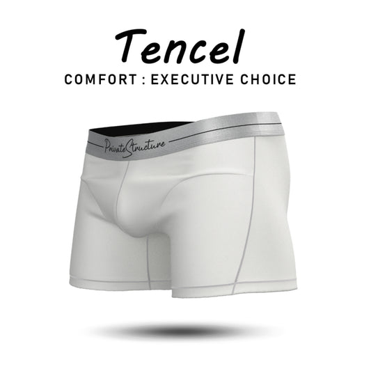 Private Structure กางเกงชั้นในชาย รุ่น Tencel Mid Waist Boxer Brief - Cotton White [4381]