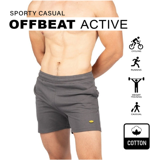 Private Structure กางเกงขาสั้นออกกำลังกาย Sweat Shorts – Grey [4698] / นายแบบเอว 30" Size M