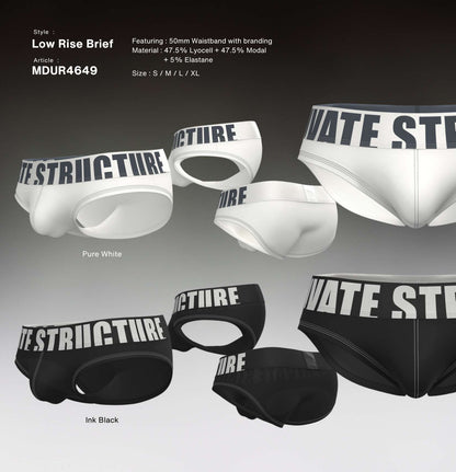 Private Structure กางเกงชั้นในชาย รุ่น Prestiq Low Rise Brief - Pure White [4649]
