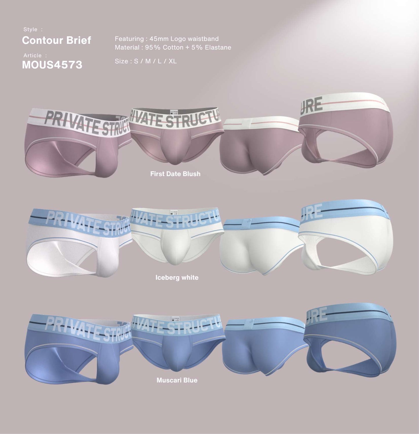 Private Structure กางเกงชั้นในชาย รุ่น MO-lite Contour Brief – Frist Date Blush [4573]