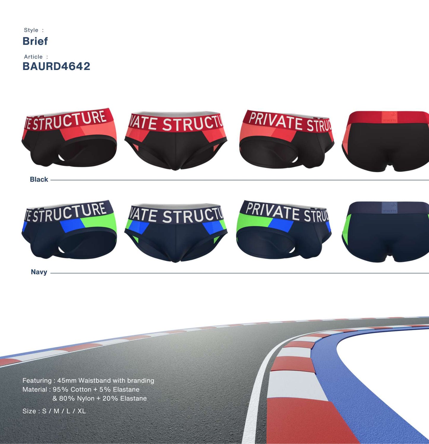 Private Structure กางเกงชั้นในชาย รุ่น Athlete Mid Waist Mini Brief - Navy [4642]