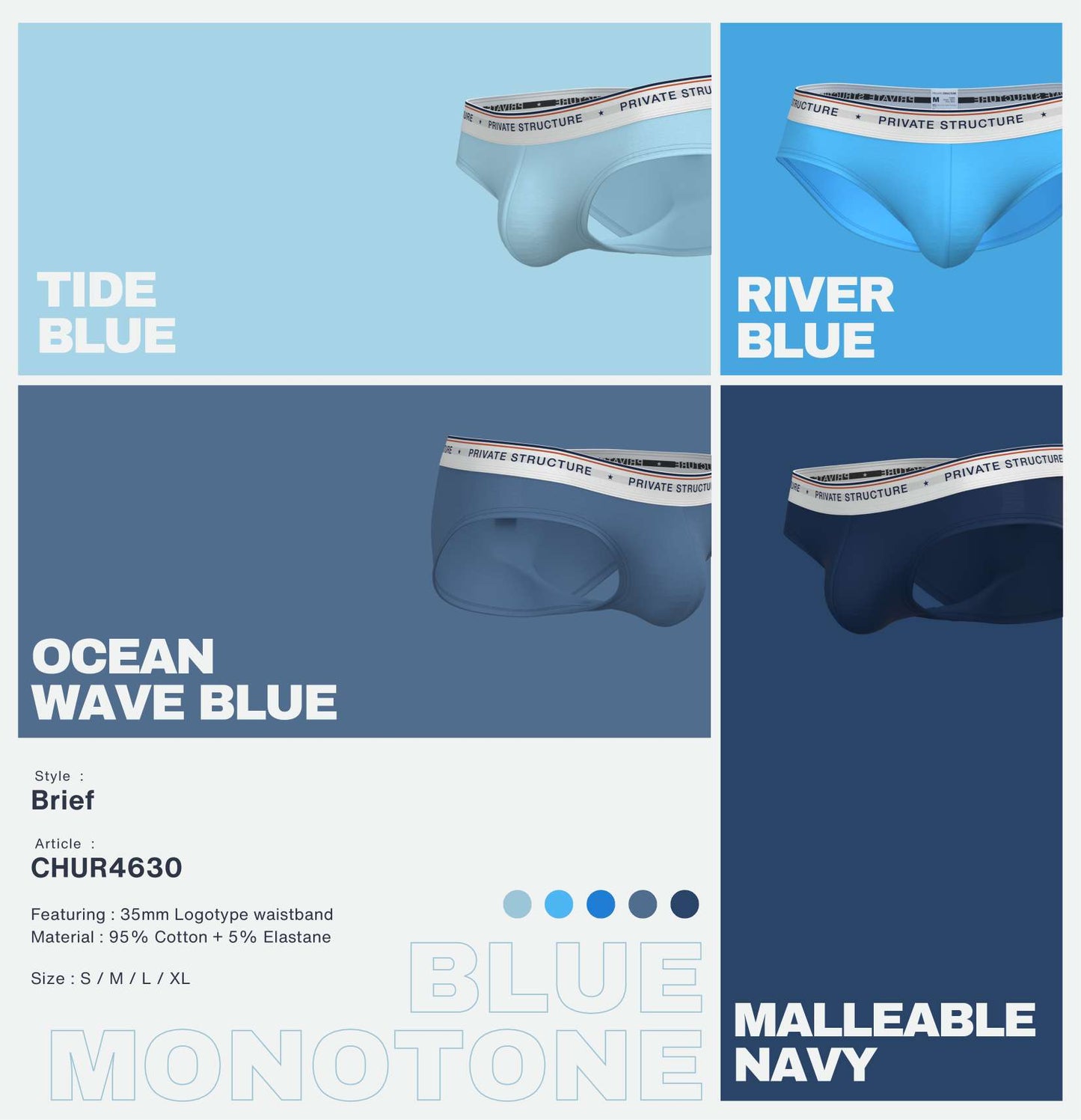 [SPECIAL OFFER] Private Structure กางเกงชั้นในชาย รุ่น  CHUMM! Mid Waist Brief - Spring Breeze [4630]