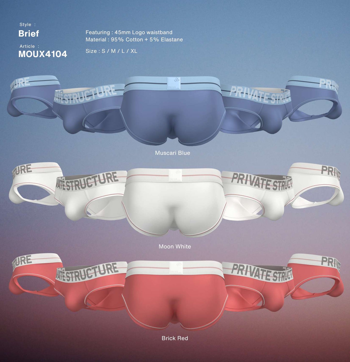 Private Structure กางเกงชั้นในชาย รุ่น MO-lite Brief - Muscari Blue [4104]