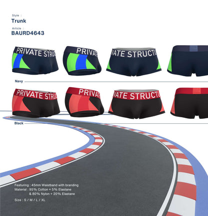 Private Structure กางเกงชั้นในชาย รุ่น Athlete Mid Waist Trunk - Black [4643]