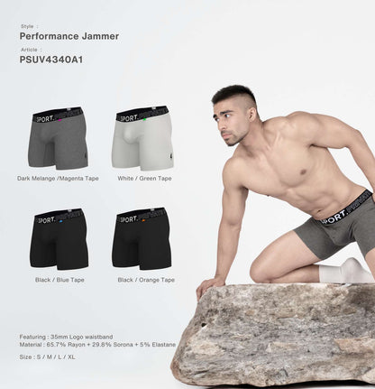 Private Structure กางเกงชั้นในชาย รุ่น PS Sport Anti-Bac Textile Mid Waist Boxer Brief - Dark Melange [4340]