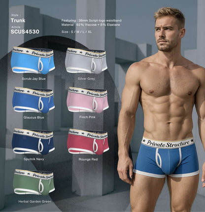 Private Structure กางเกงชั้นในชาย รุ่น  Classic Mid Waist Trunk - Ombre Navy Blue [4530]